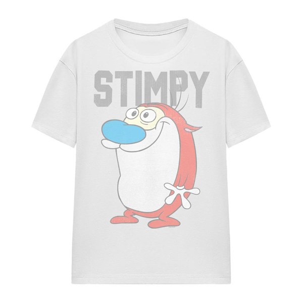 Ren & Stimpy Unisex Vuxen College T-Shirt XXL Vit White XXL