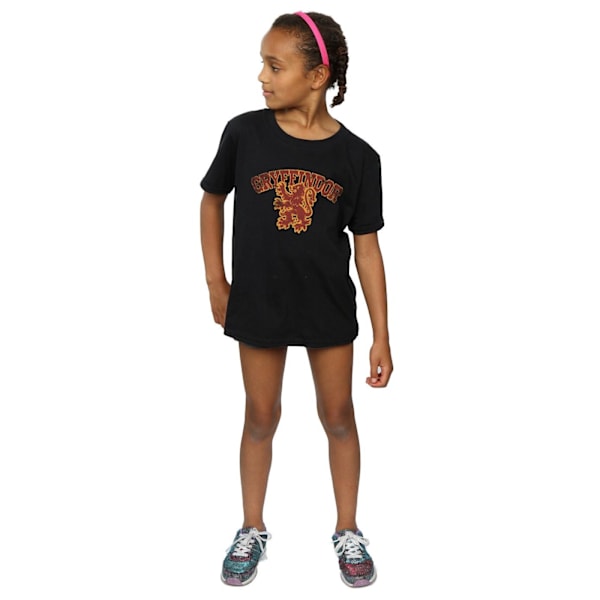 Harry Potter T-shirt i bomull med Gryffindors sportemblem för flickor 9-11 år Black 9-11 Years