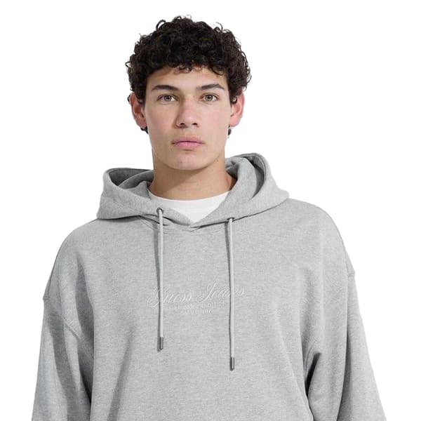 Guess Herr Script Hoodie M Gråmelerad Grey Heather M