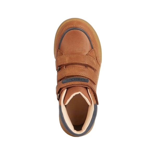 Geox Pojkar Vaxade Läder Sneakers 1.5 UK Cognac/Blå Cognac/Blue 1.5 UK