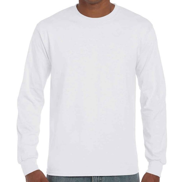 Gildan Herr Ultra Cotton Långärmad T-shirt 5XL Vit White 5XL