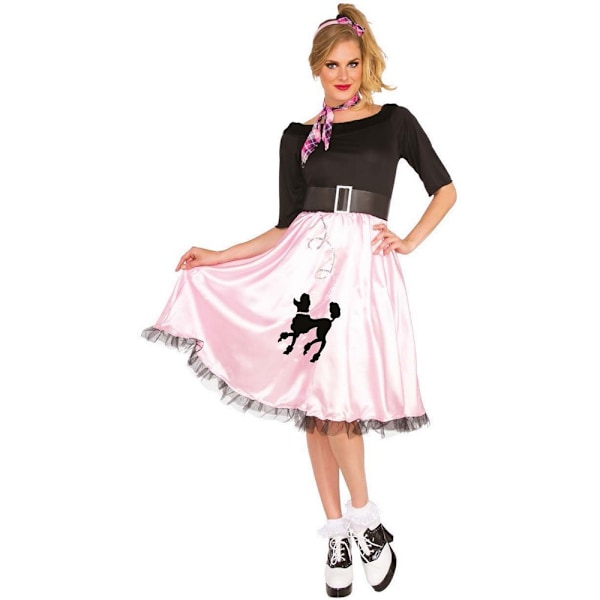 Bristol Novelty Dam/Dam Sock Hop Sally Kostym L Svart/Rosa Black/Pink L