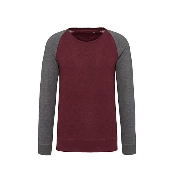 Kariban Herr Organic Two-Tone Sweatshirt 2XL Vinröd Heather/Grå Wine Heather/Grey Heather 2XL