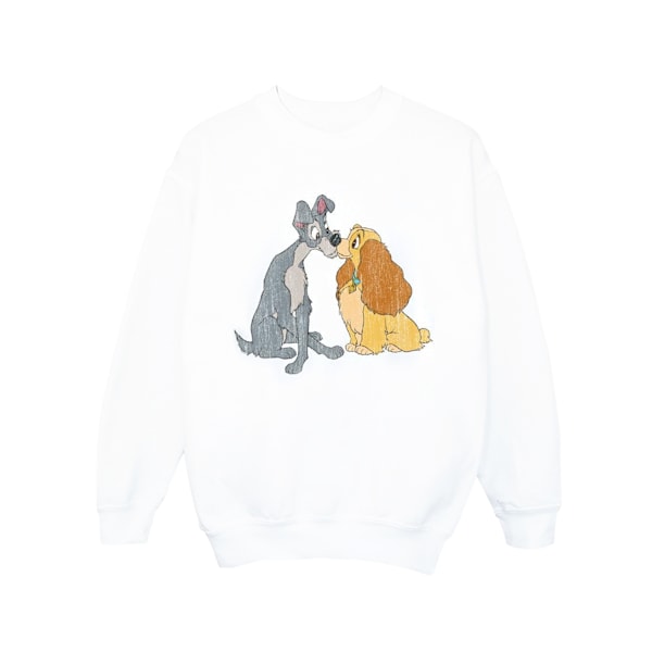 Disney Girls Lady And The Tramp Distressed Kiss Sweatshirt 9-11 White 9-11 Years