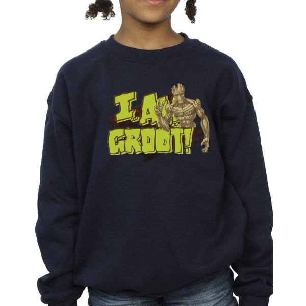 Guardians Of The Galaxy Girls I Am Groot Sweatshirt 9-11 år Navy Blue 9-11 Years