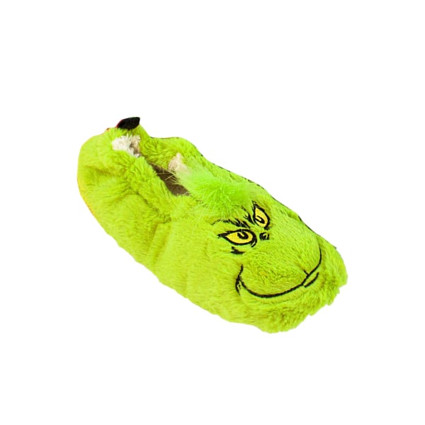 The Grinch Childrens/Kids Broderade Face Fluffy Slippers 8 UK Green 8 UK Child-9 UK Child