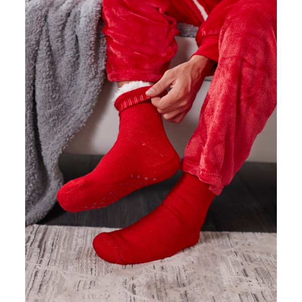 Ribbon Unisex Vuxen Eskimo Stil Fleece Sockor 7 UK-11 UK Röd Red 7 UK-11 UK