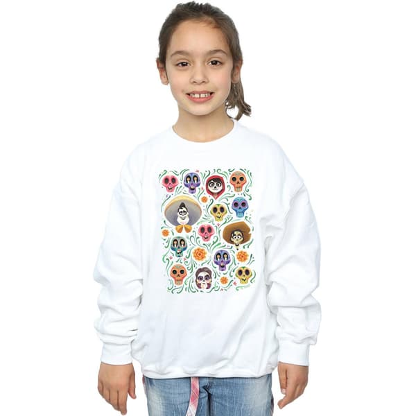 Disney Flickor Coco Heads Mönstrad Tröja 9-11 År Vit White 9-11 Years