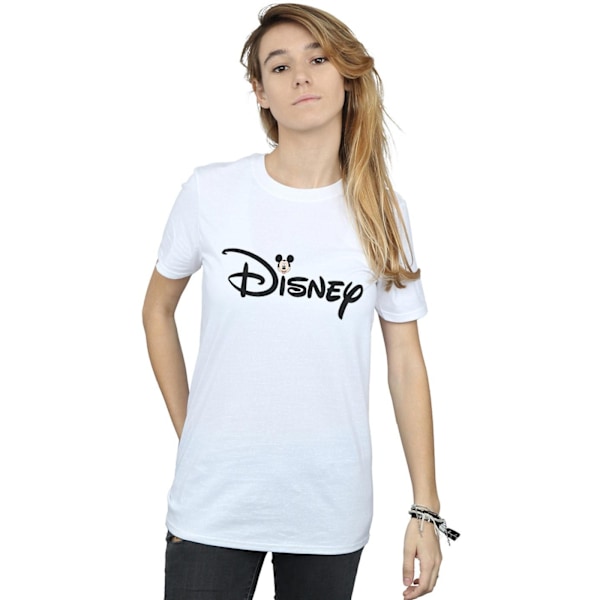 Disney Dam/Kvinnor Mickey Mouse Logo Head Bomull Boyfriend T- White L