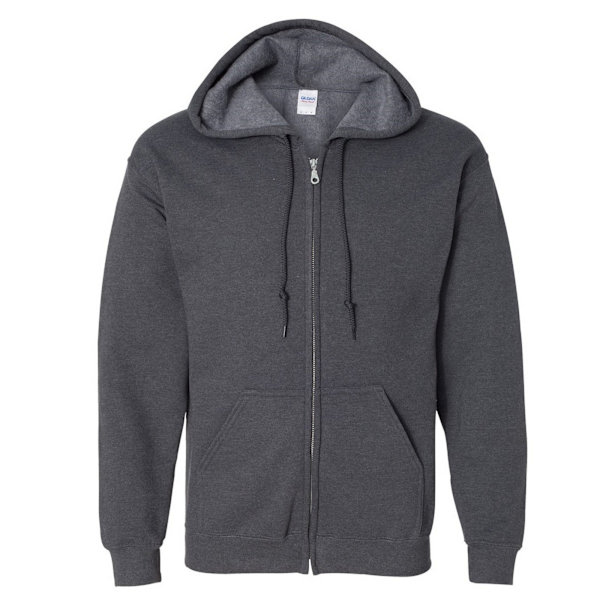 Gildan Heavy Blend Unisex Vuxen Full Zip Hooded Sweatshirt Top Dark Heather XL
