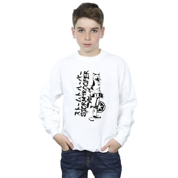 Star Wars Boys Japansk Stormtrooper Sweatshirt 7-8 År Vit White 7-8 Years