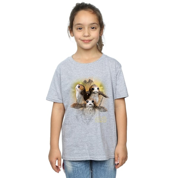 Star Wars: The Last Jedi T-shirt i borstad bomull med Porg för flickor, 7-8 år Sports Grey 7-8 Years