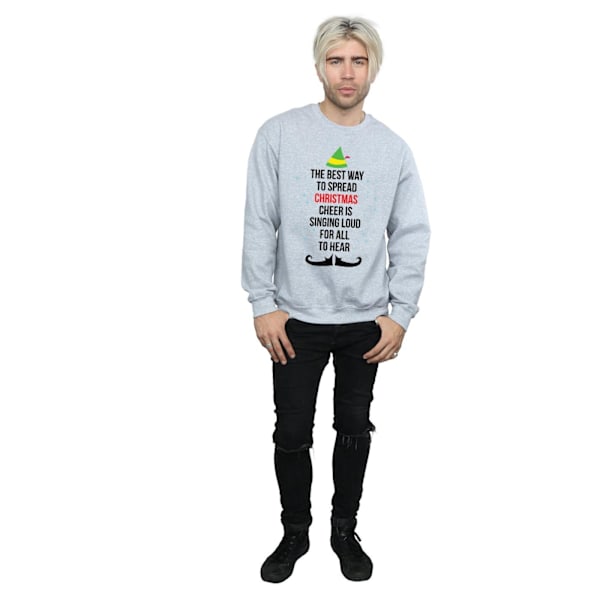 Elf Mens Christmas Cheer Text Sweatshirt S Sports Grey Sports Grey S