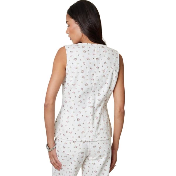 Threadbare Dam Blommig Mönstrad Ärmlös Västtopp 18 White Print 18 UK