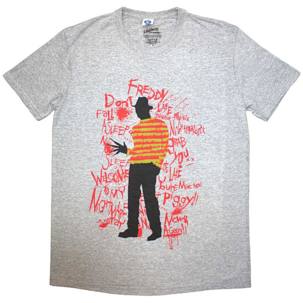 A Nightmare On Elm Street Unisex Vuxen Freddy Klotter Font T-Shirt Grey M