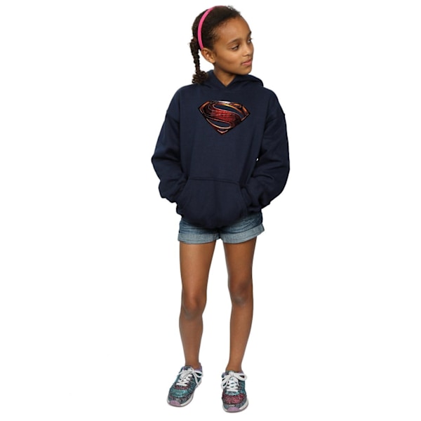 DC Comics Girls Justice League Movie Superman Emblem Hoodie 9-11 Navy Blue 9-11 Years