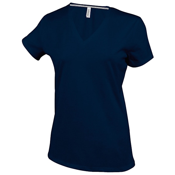 Kariban Dam/Kvinnor Feminint Passform Kortärmad V-ringad T-shirt Navy 2XL