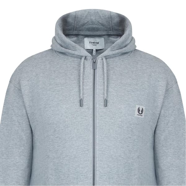 Firetrap Herr Logo Full Zip Hoodie M Gråmelerad Grey Marl M