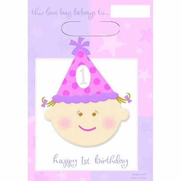 Amscan 1st Birthday Party Bag One Size Rosa/Lila/Vit Pink/Purple/White One Size