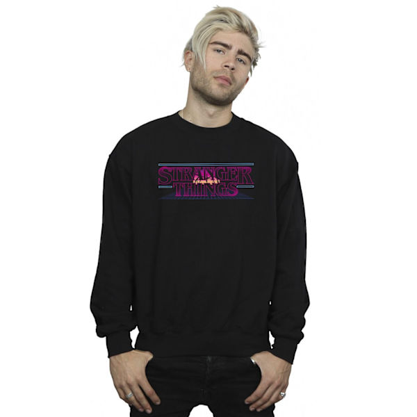 Netflix Mens Stranger Things Retro Title Sweatshirt XXL Svart Black XXL