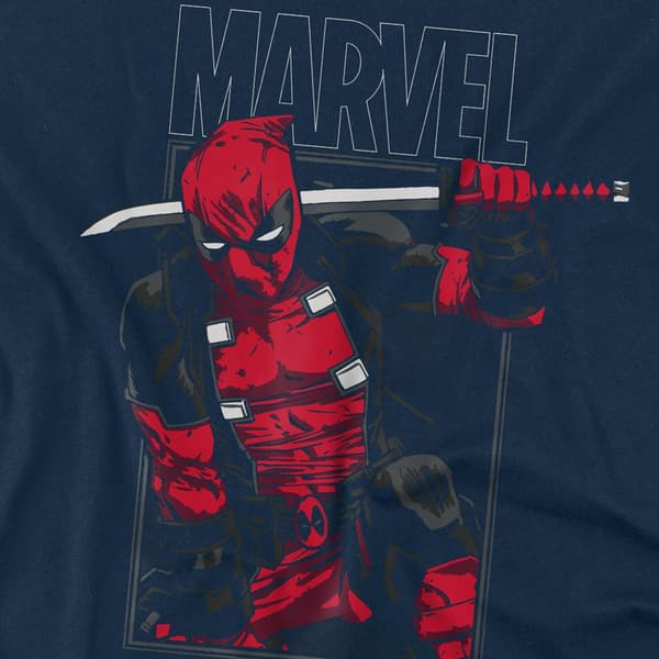 Deadpool Herr Svärd T-Shirt L Marinblå Navy L
