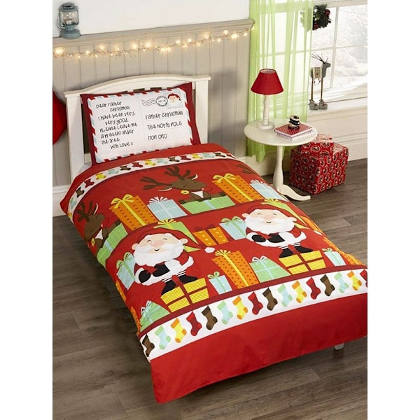 Bedding & Beyond Santa´s List Jul Örngott Set Singel Red/White Single