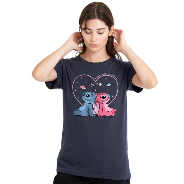 Lilo & Stitch Dam Cosmic Connection Stitch & Angel T-shirt Deep Navy M