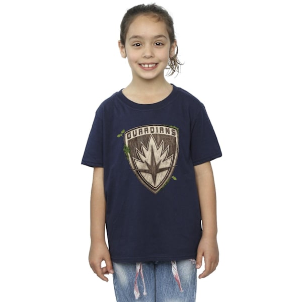 Marvel Girls I Am Groot Guardian Emblem Bomull T-shirt 3-4 år Navy Blue 3-4 Years