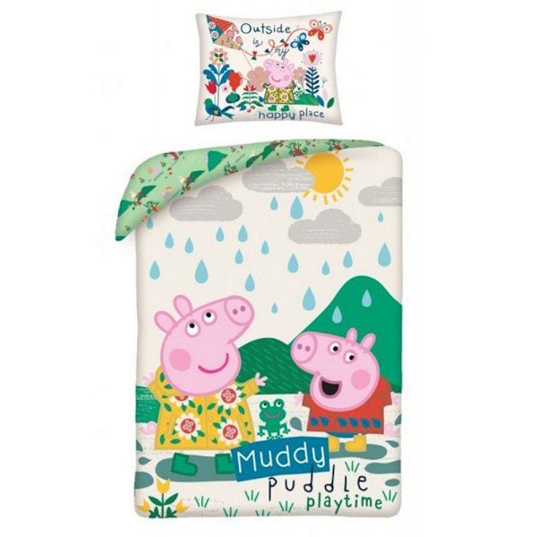 Greta Gris Muddy Puddle Playtime Påslakanset Enkelsäng Multifärgad Multicoloured Single