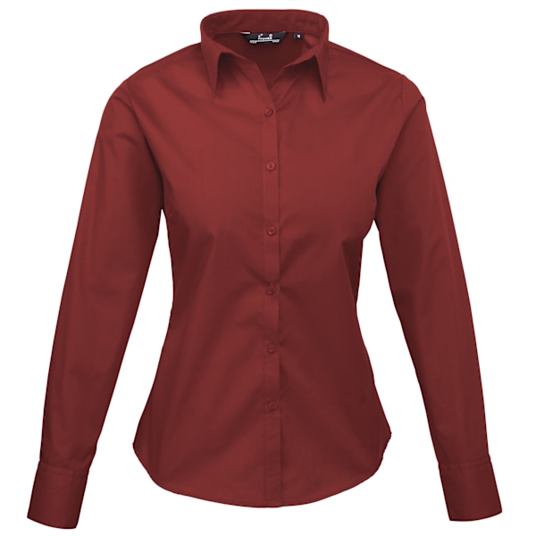 Premier Dam/Kvinnor Poplin Långärmad Blus 20 Bourgogne Burgundy 20