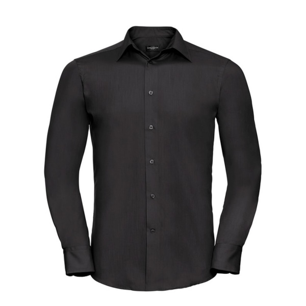 Russell Collection Poplin skräddarsydd långärmad skjorta för män 3XL Black 3XL