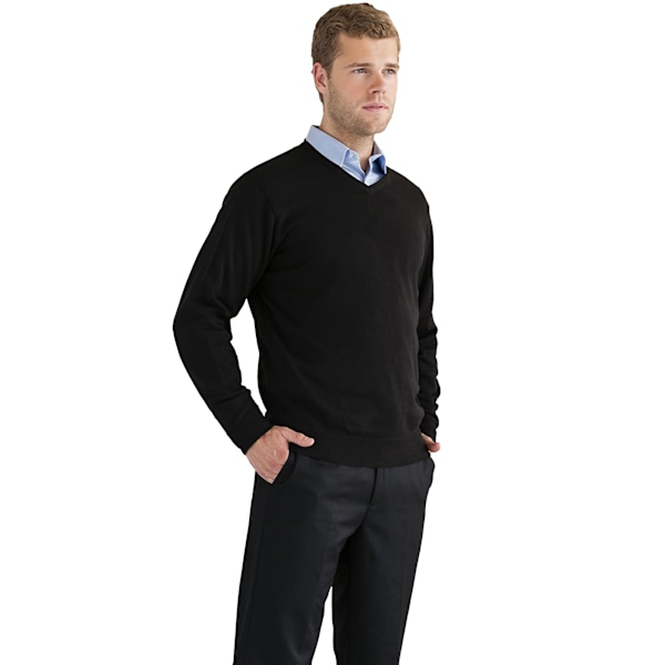 Russell Collection Herr V-halsad Stickad Pullover Sweatshirt 4XL Black 4XL