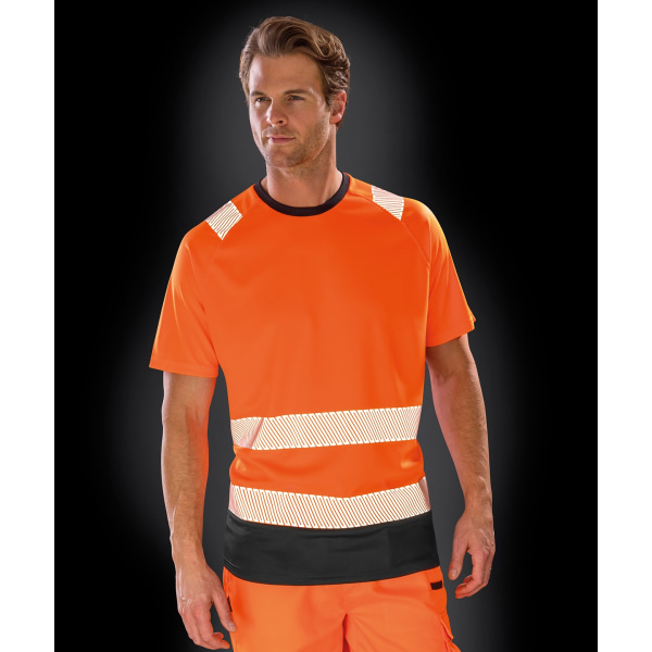 Resultat Äkta återvunnen Säkerhets-T-shirt för män L-XL Fluorescerande Or Fluorescent Orange/Black L-XL