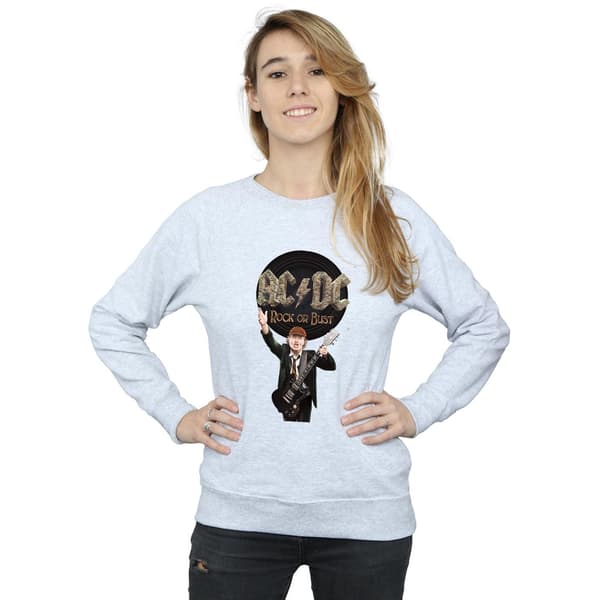 AC/DC Dam/Dam Rock Or Bust Angus Young Sweatshirt S Heath Heather Grey S