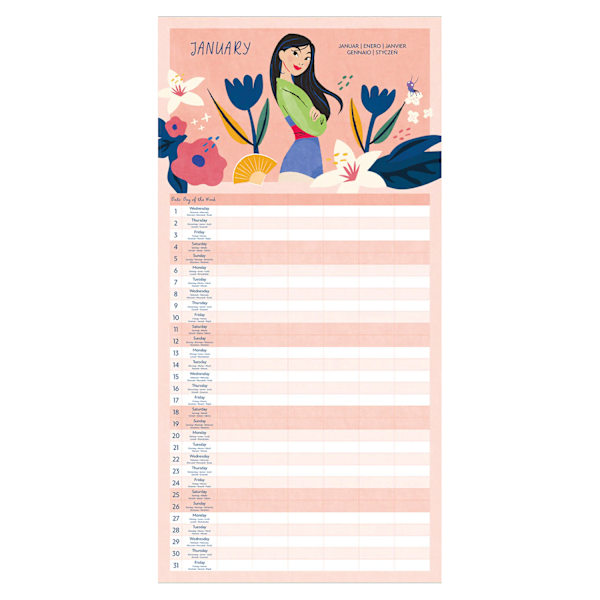 Disney Princess 2025 Fyrkantig Familjeplanerare One Size Flerfärgad Multicoloured One Size