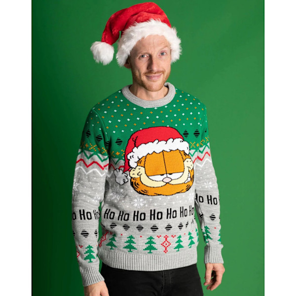 Garfield Unisex Vuxen Stickad Jultröja M Grå/Grön Grey/Green M