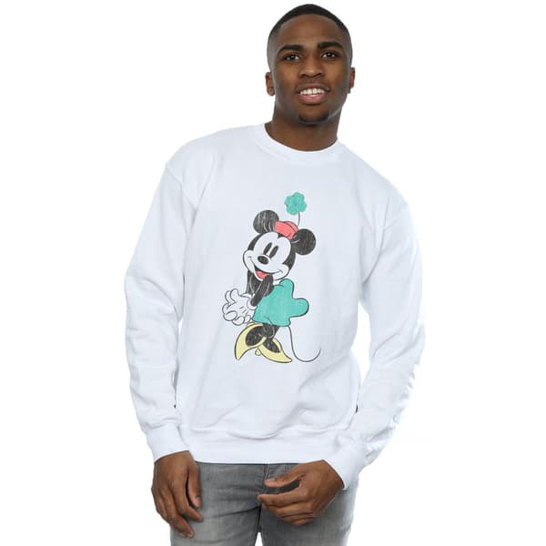 Disney herr Minnie Mouse Shamrock Hat Sweatshirt S Vit White S