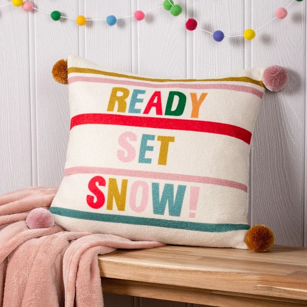 Furn Ready Set Snow Pom Pom Kuddeöverdrag 43cm x 43cm Flerfärgad Multicoloured 43cm x 43cm