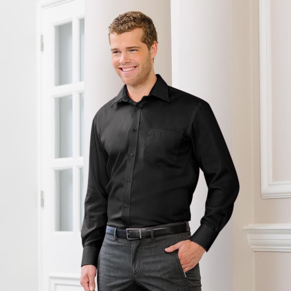 Russell Collection Herr långärmad Ultimate Non-Iron Shirt 18i Black 18inch
