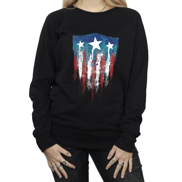 Marvel Womens/Ladies Captain America Flag Shield Sweatshirt LB Black L