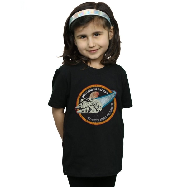 Star Wars Girls Millennium Falcon Badge T-shirt bomull 12-13 Ye Black 12-13 Years