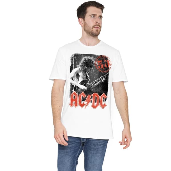 AC/DC Herr Stämpel Poster T-Shirt M Vit White M