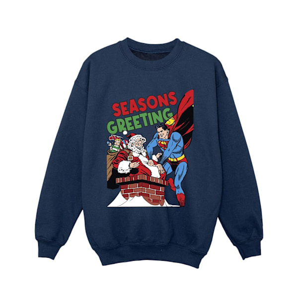 DC Comics Girls Superman Santa Comic Sweatshirt 12-13 år Marinblå Navy Blue 12-13 Years