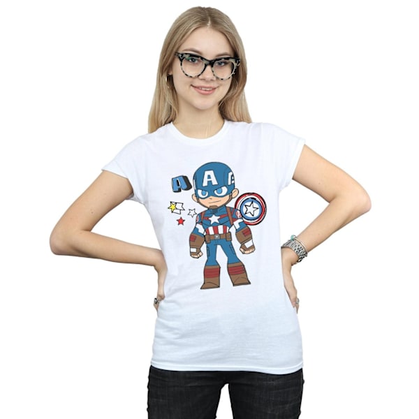 Marvel Dam/Kvinnor Captain America Sketch Bomull T-shirt S Vit White S