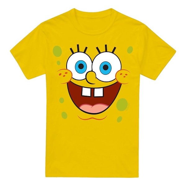 SvampBob Fyrkant Herr T-shirt med Tokigt Leende Stl M Gul Yellow M