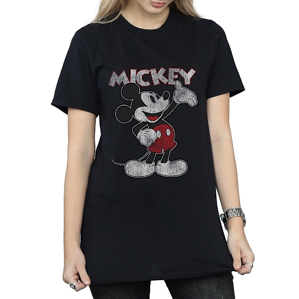 Disney Dam/Damer Presenterar Mickey Mouse Bomull Boyfriend T-Shirt XL Svart Black XL