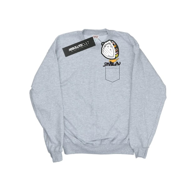 Looney Tunes Dam/Kvinnor Daffy Duck Faux Pocket Sweatshirt XX Sports Grey XXL