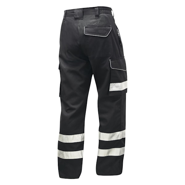 Yoko Hi-Vis Cargo-byxor för män med knäskyddsfickor 32 tum långa Black 32in Long