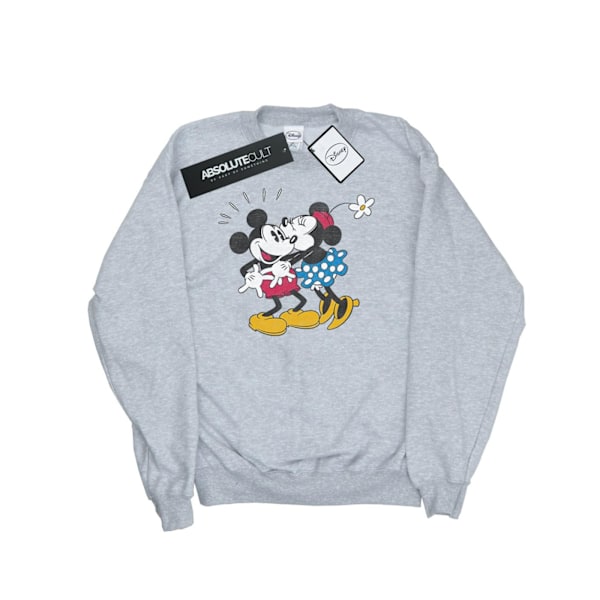 Disney Dam/Damer Mickey Mouse Mickey Och Minnie Kiss Tröjor Heather Grey L
