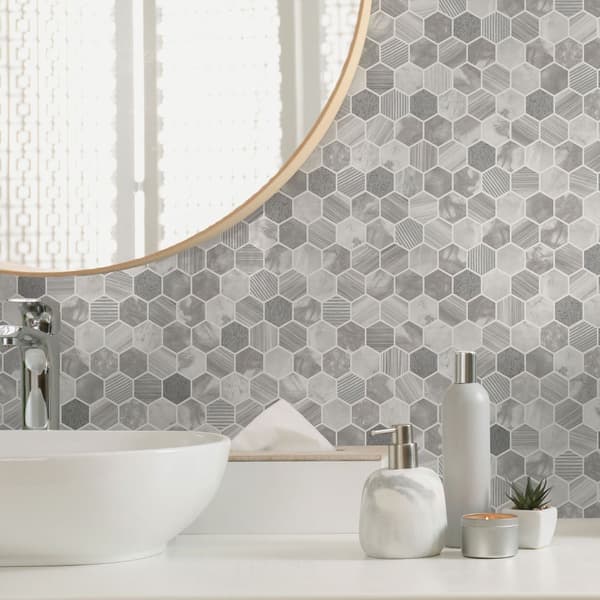 Holden Décor Hexara Kakeltapet 10m x 53cm Grå Grey 10m x 53cm